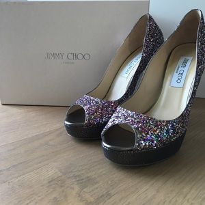 Coarse Glitter Multi Colour Jimmy Choo Shoes